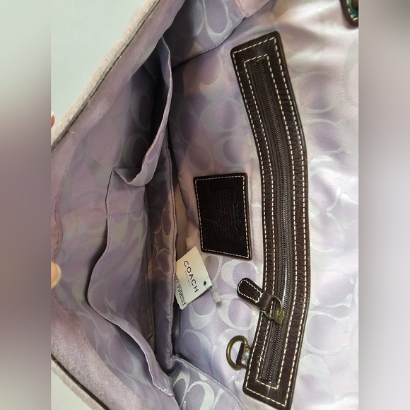 Vintage Coach lavendar suade strap satchel - Picture 3 of 9